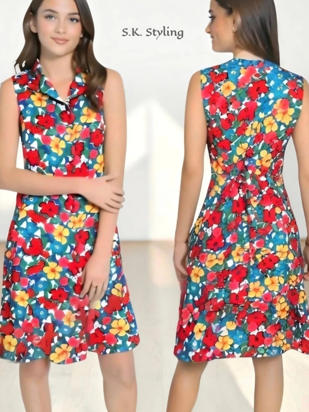 Vtg 90's Impressions Workshop Y2K Button up Shirt Dress Floral Back Tie L/XL